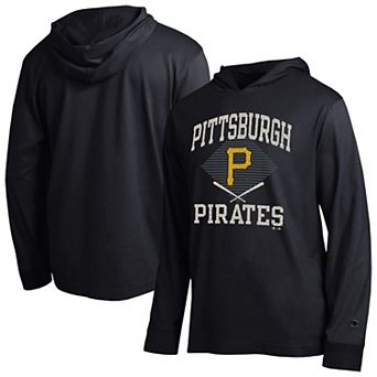 Men's Champion Black Pittsburgh Pirates Cooperstown Hooded Long-Sleeve T-Shirt