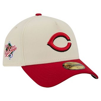 Men's New Era Cream Cincinnati Reds Chrome A-Frame 59FORTY Fitted Hat