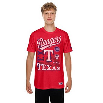 Men's New Era Red Texas Rangers Oversized Throwback Distressed T-Shirt