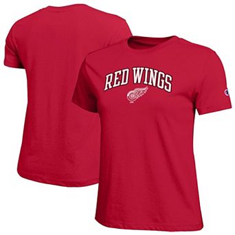 Women's Champion Red Detroit Red Wings Arch Mascot Logo T-Shirt