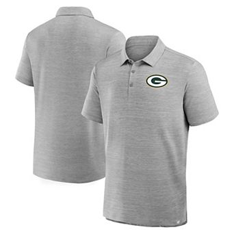 Men's Fanatics Heather Gray Green Bay Packers Clutch Polo