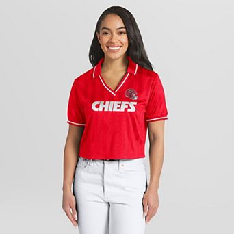 Women's WEAR by Erin Andrews Red Kansas City Chiefs Cropped Jersey Polo
