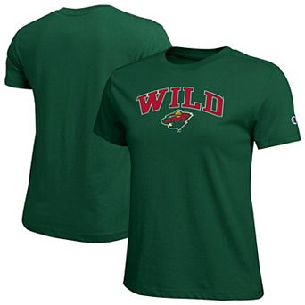 Women's Champion Green Minnesota Wild Arch Mascot Logo T-Shirt