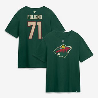 Men's Fanatics Nick Foligno Green Minnesota Wild Authentic Stack Name & Number T-Shirt