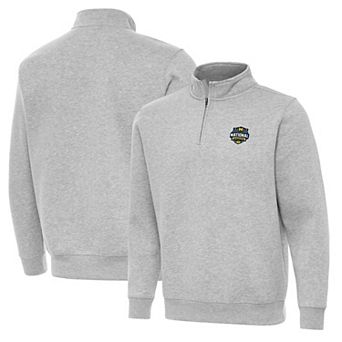 Men's Antigua Gray Michigan Wolverines 2026 NCAA Men's Basketball National Champions Victory Quarter-Zip Top