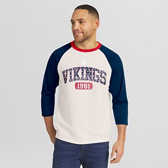 Men's Darius Rucker Collection by Fanatics White/Navy Minnesota Vikings Americana 3/4 Sleeve Raglan T-Shirt