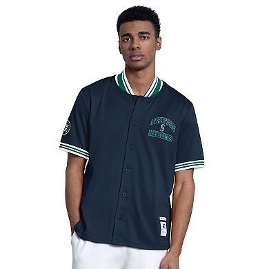 Men's Starter Navy Seattle Mariners Button-Up Short Sleeve Jacket