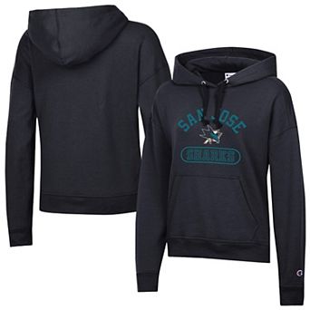 Women's Champion Black San Jose Sharks Arched Pill Box Hoodie