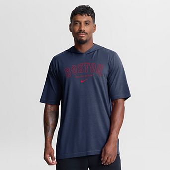 Men's Nike Navy Boston Red Sox Arched Wordmark Tri-Blend Hooded T-Shirt