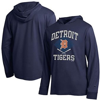 Men's Champion Navy Detroit Tigers Cooperstown Hooded Long-Sleeve T-Shirt