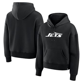 Women's Fanatics Black New York Jets Relaxed High Hip Essential Legacy Hoodie