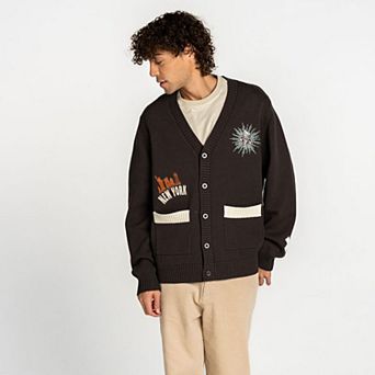 Unisex The Wild Collective Anthracite New York Liberty Oversized Button-Up Jacquard Cardigan
