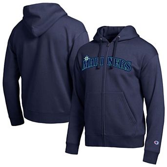 Men's Champion Seattle Mariners Navy All-Star Wordmark Full-Zip Hoodie