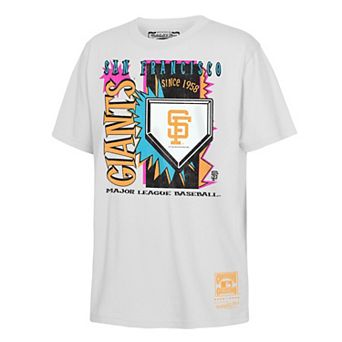 Youth Mitchell & Ness White San Francisco Giants Cooperstown Neon Field Shock T-Shirt