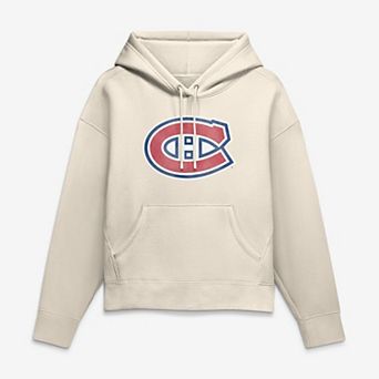 Women's Fanatics Cream Montreal Canadiens Distressed Logo Hoodie