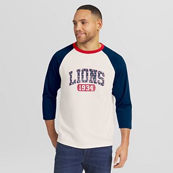 Men's Darius Rucker Collection by Fanatics White/Navy Detroit Lions Americana 3/4 Sleeve Raglan T-Shirt