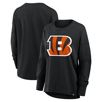 Women's Fanatics Black Cincinnati Bengals Relaxed Hip Essential Long Sleeve T-Shirt