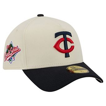 Men's New Era Cream Minnesota Twins Chrome A-Frame 59FORTY Fitted Hat