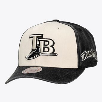 Unisex Mitchell & Ness Cream/Black Tampa Bay Rays Snow Block Pro Crown Adjustable Hat