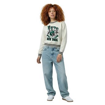 Women's Champion Cream New York Jets Reverse Weave Fleece Sweatshirt