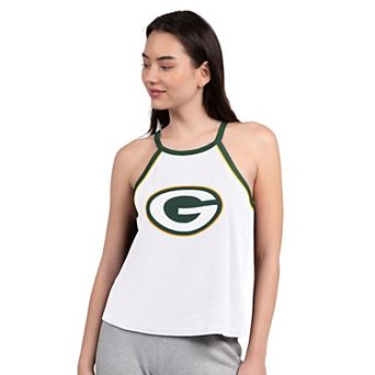 Women's G-III 4Her by Carl Banks White Green Bay Packers Redemption Win Slub Tank Top