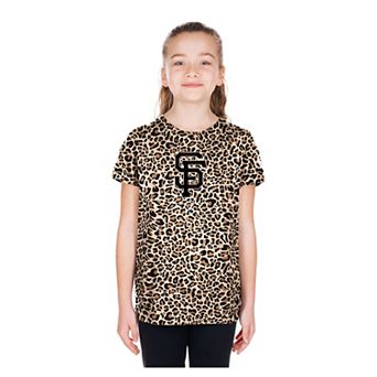 Girls Youth New Era Brown San Francisco Giants Leopard T-Shirt