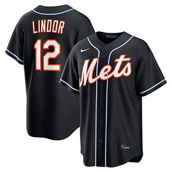 Men's Nike Francisco Lindor New York Mets Fashion Replica Black Out Jersey