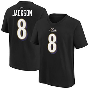 Youth Nike Lamar Jackson Black Baltimore Ravens Player Name & Number T-Shirt