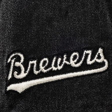Unisex Mitchell & Ness Cream/Black Milwaukee Brewers Snow Block Pro Crown Adjustable Hat