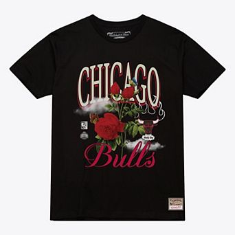 Unisex Mitchell & Ness Black Chicago Bulls Floral Graphic T-Shirt