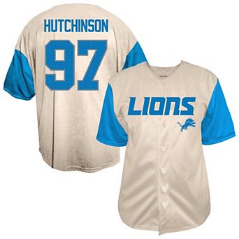 Men's Fanatics Aidan Hutchinson Cream Detroit Lions Big & Tall Baseball Button-Up Shirt