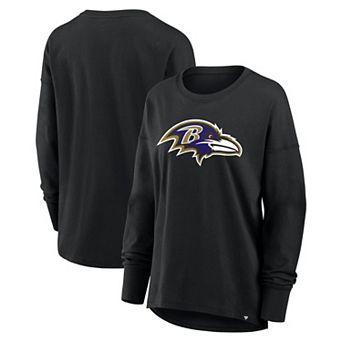 Women's Fanatics Black Baltimore Ravens Relaxed Hip Essential Long Sleeve T-Shirt