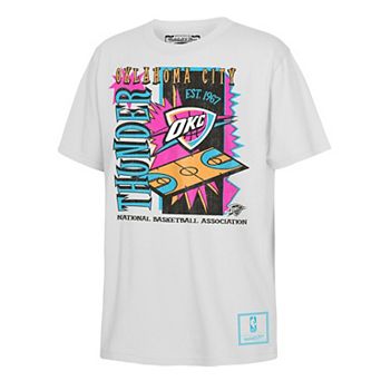 Youth Mitchell & Ness White Oklahoma City Thunder Neon Court Shock T-Shirt