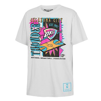 Youth Mitchell & Ness White Oklahoma City Thunder Neon Court Shock T-Shirt
