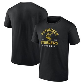 Men's Logo Athletic Black Pittsburgh Steelers Vintage Arch T-Shirt