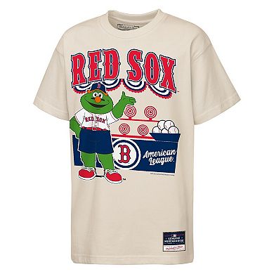 Youth Mitchell & Ness Cream Boston Red Sox Step Back Up Mascot T-Shirt