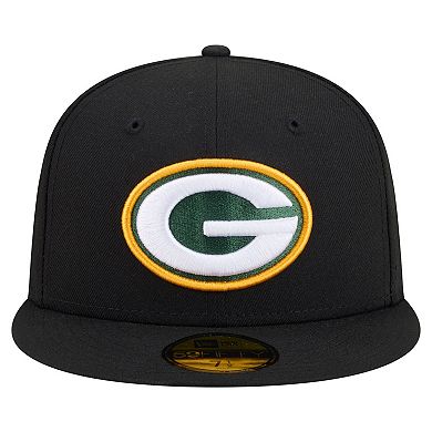 Men's New Era Black Green Bay Packers 59FIFTY Fitted Hat