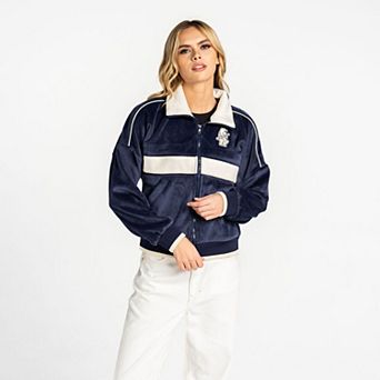 Women's The Wild Collective Navy Chicago Cubs Velvet Corduroy Full-Zip Jacket