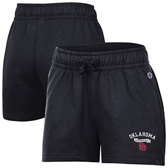 Women's Champion Black Oklahoma Sooners Powerblend Elastic Waist Shorts