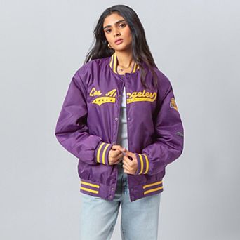 Women's Hype and Vice Purple Los Angeles Lakers Full-Snap Varsity Jacket