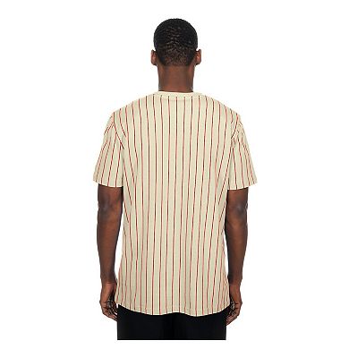 Men's New Era Cream Texas Rangers Throwback Meshback Pinstripe T-Shirt