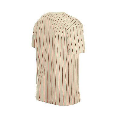 Men's New Era Cream Texas Rangers Throwback Meshback Pinstripe T-Shirt