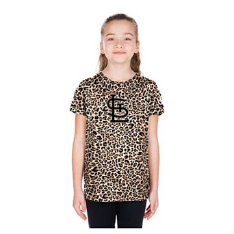 Girls Youth New Era Brown St. Louis Cardinals Leopard T-Shirt