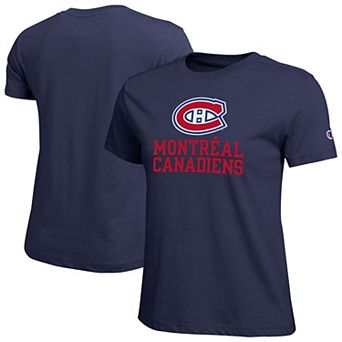 Women's Champion Navy Montreal Canadiens Wordmark Lockup T-Shirt