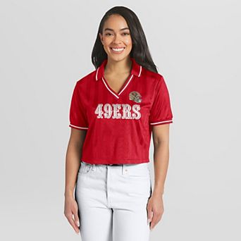 Women's WEAR by Erin Andrews Scarlet San Francisco 49ers Cropped Jersey Polo