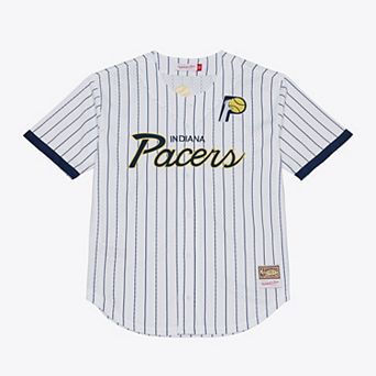 Men's Mitchell & Ness White Indiana Pacers Head Coach Pinstripe Mesh Full-Button Baseball Jersey
