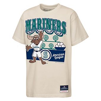Youth Mitchell & Ness Cream Seattle Mariners Step Back Up Mascot T-Shirt