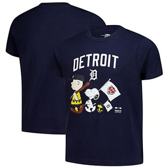 Youth Navy Detroit Tigers Peanuts Flag T-Shirt