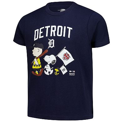 Youth Navy Detroit Tigers Peanuts Flag T-Shirt