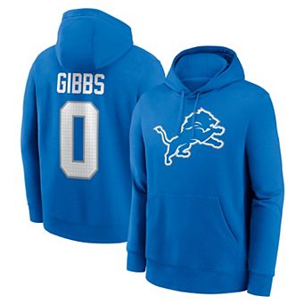 Men's Nike Jahmyr Gibbs Blue Detroit Lions Name & Number Hoodie
